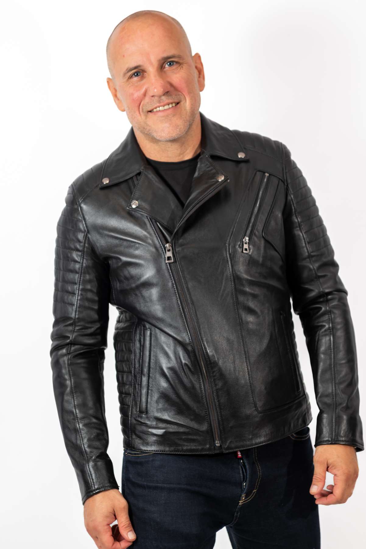 Men's leather jacket Borislav type Biker Black