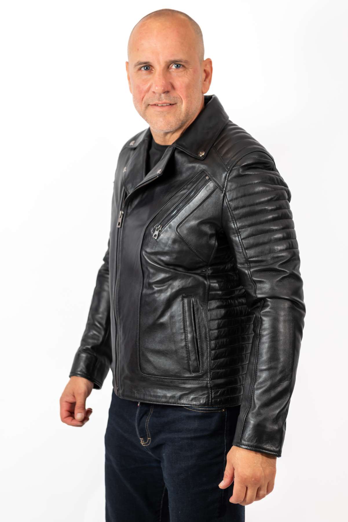 Men's leather jacket Borislav type Biker Black