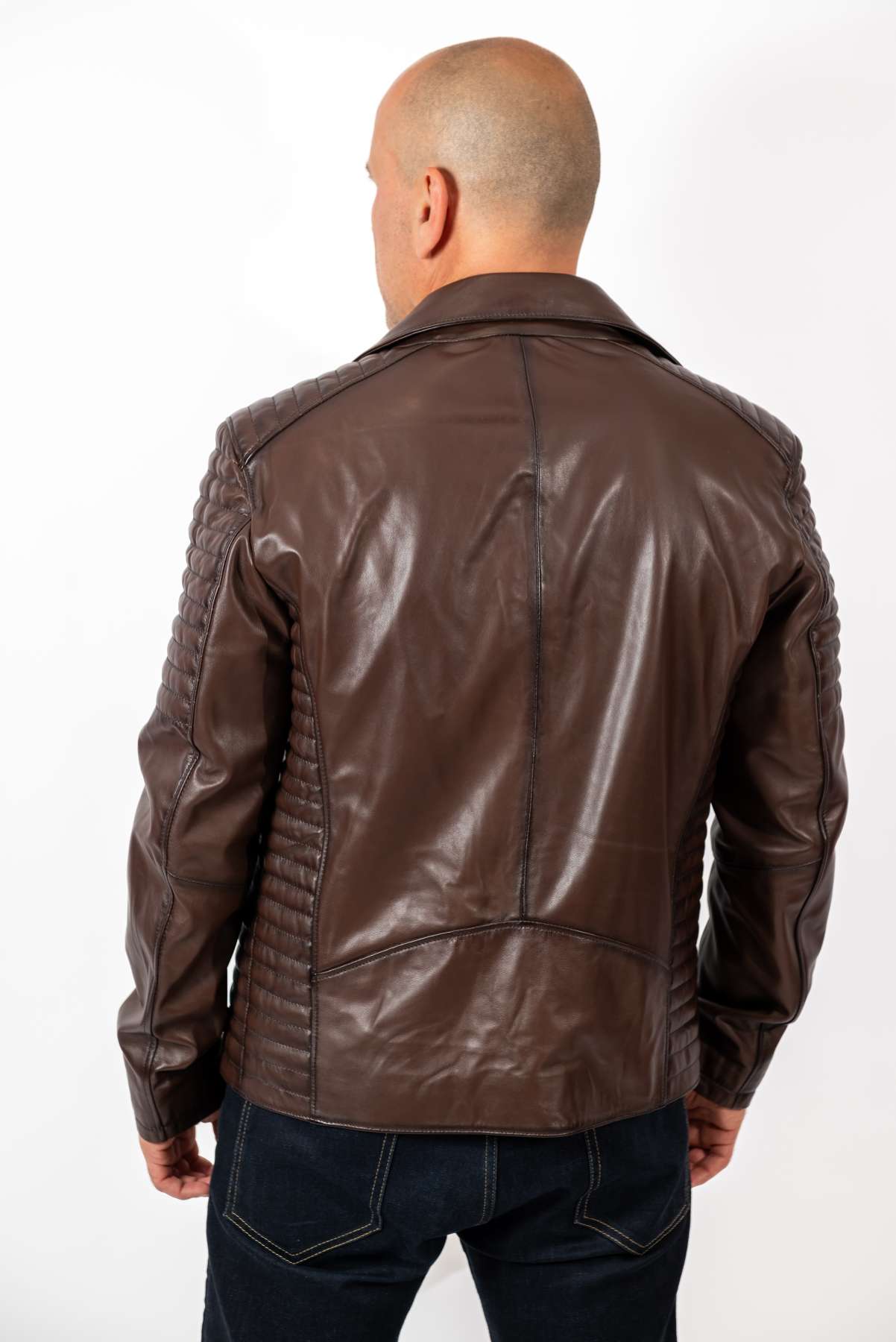 Men's leather jacket Borislav type Biker Brown
