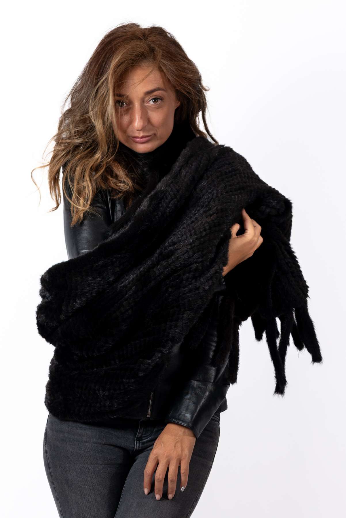 Women's exclusive knitted mink Scarf