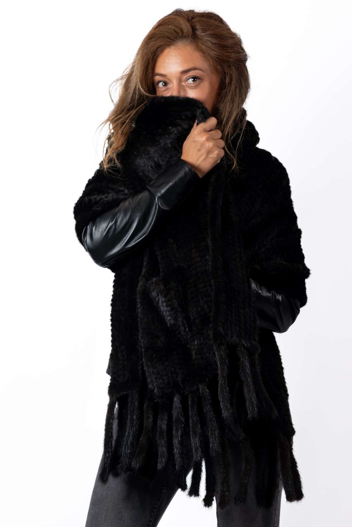 Women's exclusive knitted mink Scarf
