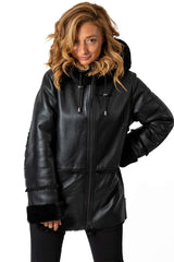 Women's exclusive lambskin coat Boyana Black