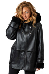 Women's exclusive lambskin coat Boyana Black