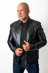 Men's leather jacket Vicor type Biker Black