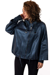 Women's leather coat Velina Blue