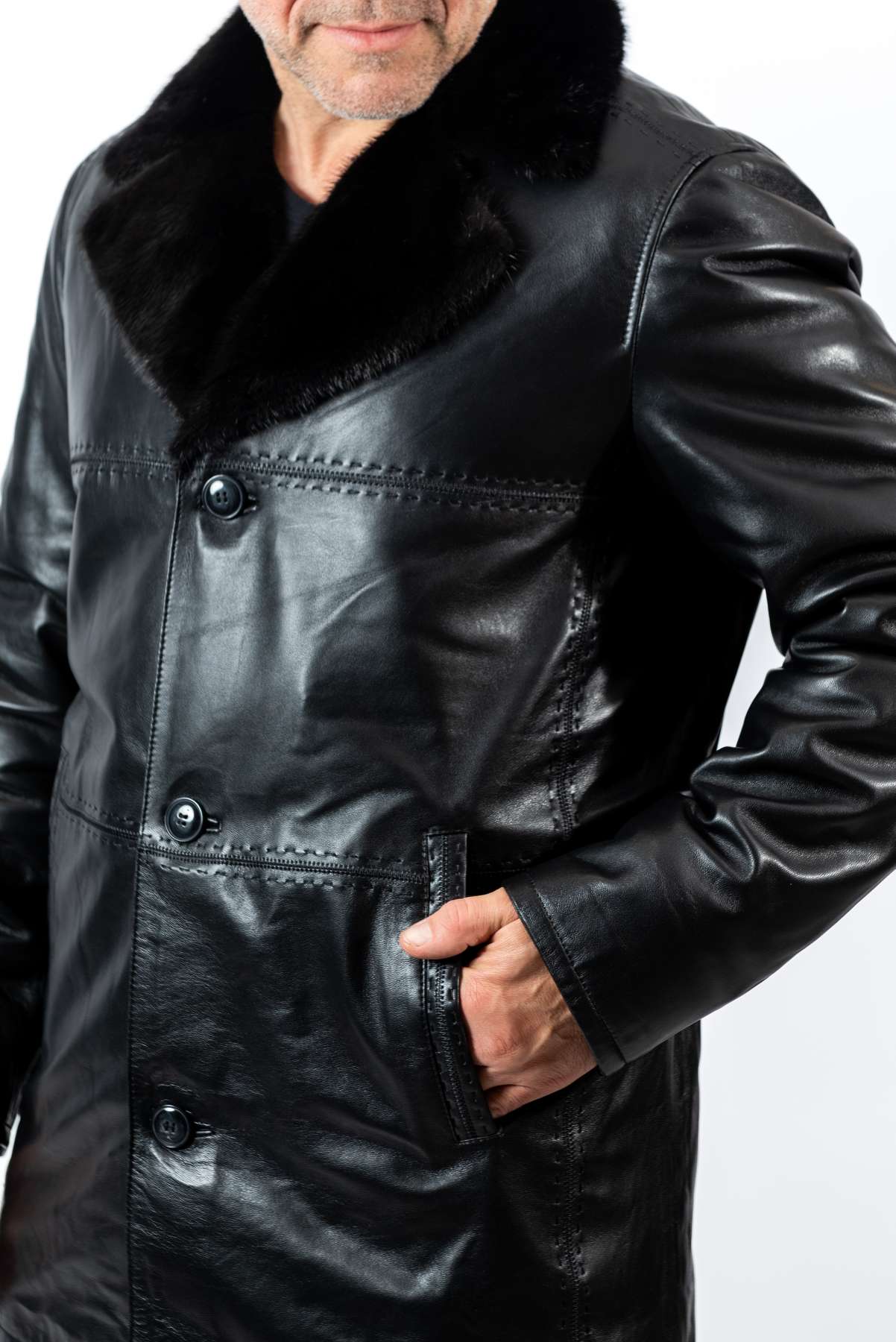 Men's coat Douglas with mink collar