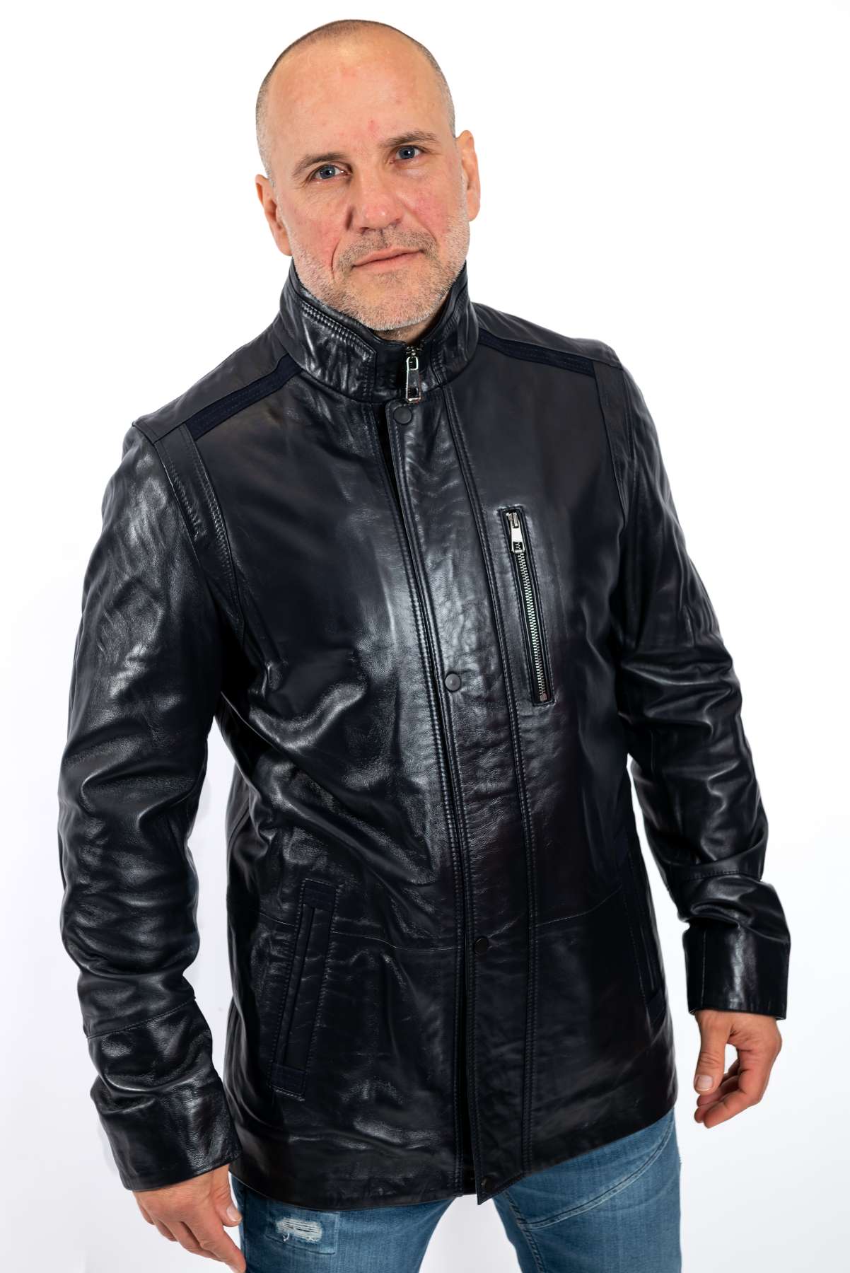 Men's leather jacket Eddie Blue
