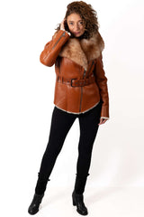 Women's exclusive lambskin coat Alexiana Camel