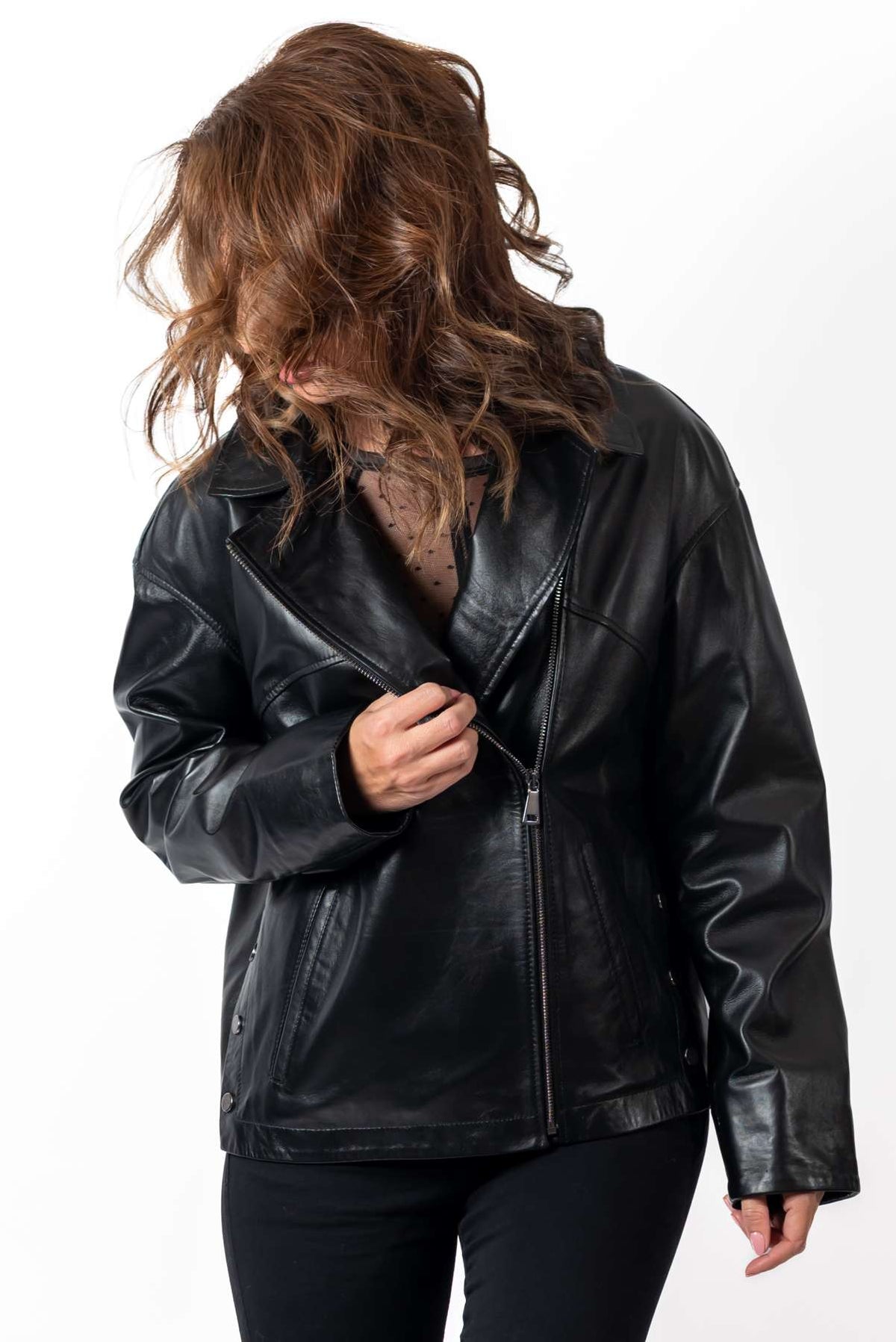 Damen-Lederjacke Bojana Schwarz