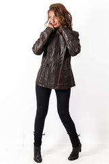 Women's leather jacket Adi Brown