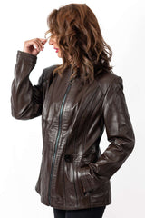 Women's leather jacket Adi Brown