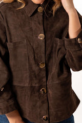 Leather suede jacket Galena Brown