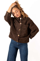 Leather suede jacket Galena Brown