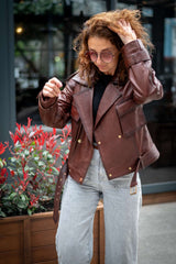 Women's leather jacket Alena Brown