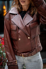 Women's leather jacket Alena Brown