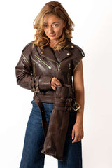 Women's leather jacket Antoaneta Brown
