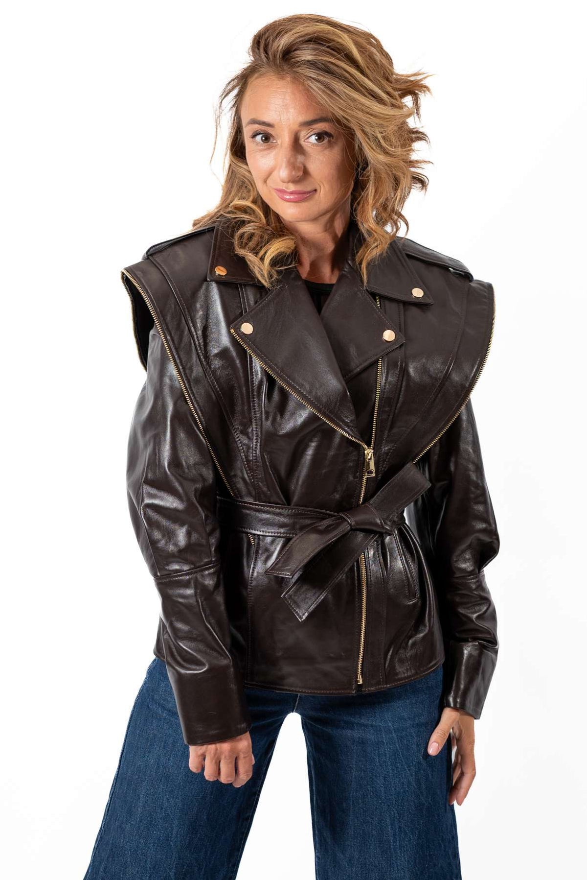 Women's leather jacket Vanessa Dark Brown