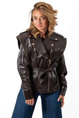 Women's leather jacket Vanessa Dark Brown