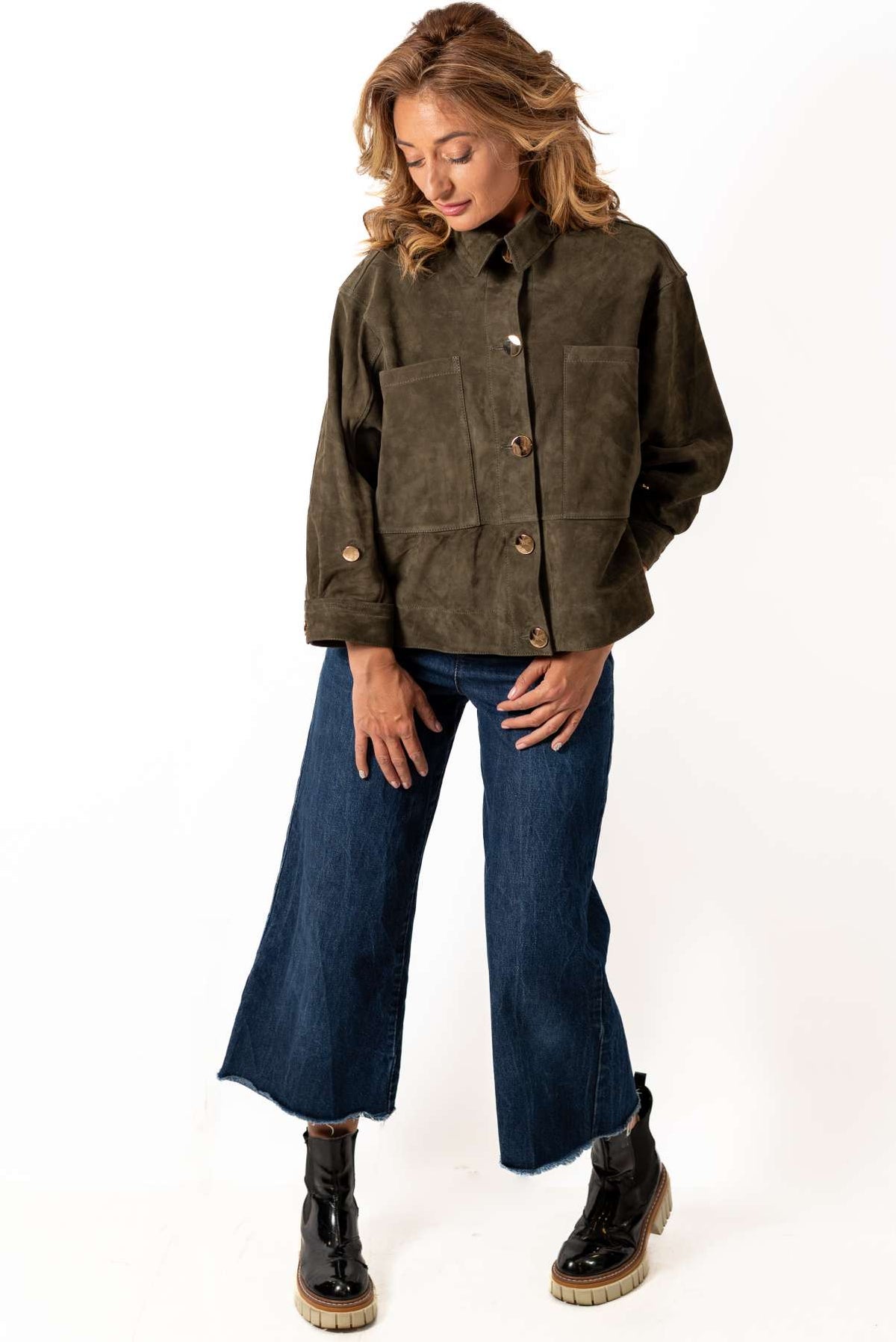 Leather suede jacket Galena Green