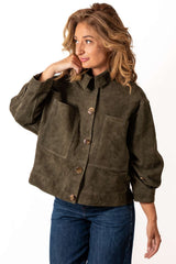 Leather suede jacket Galena Green