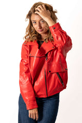Women's leather jacket Allegra Red