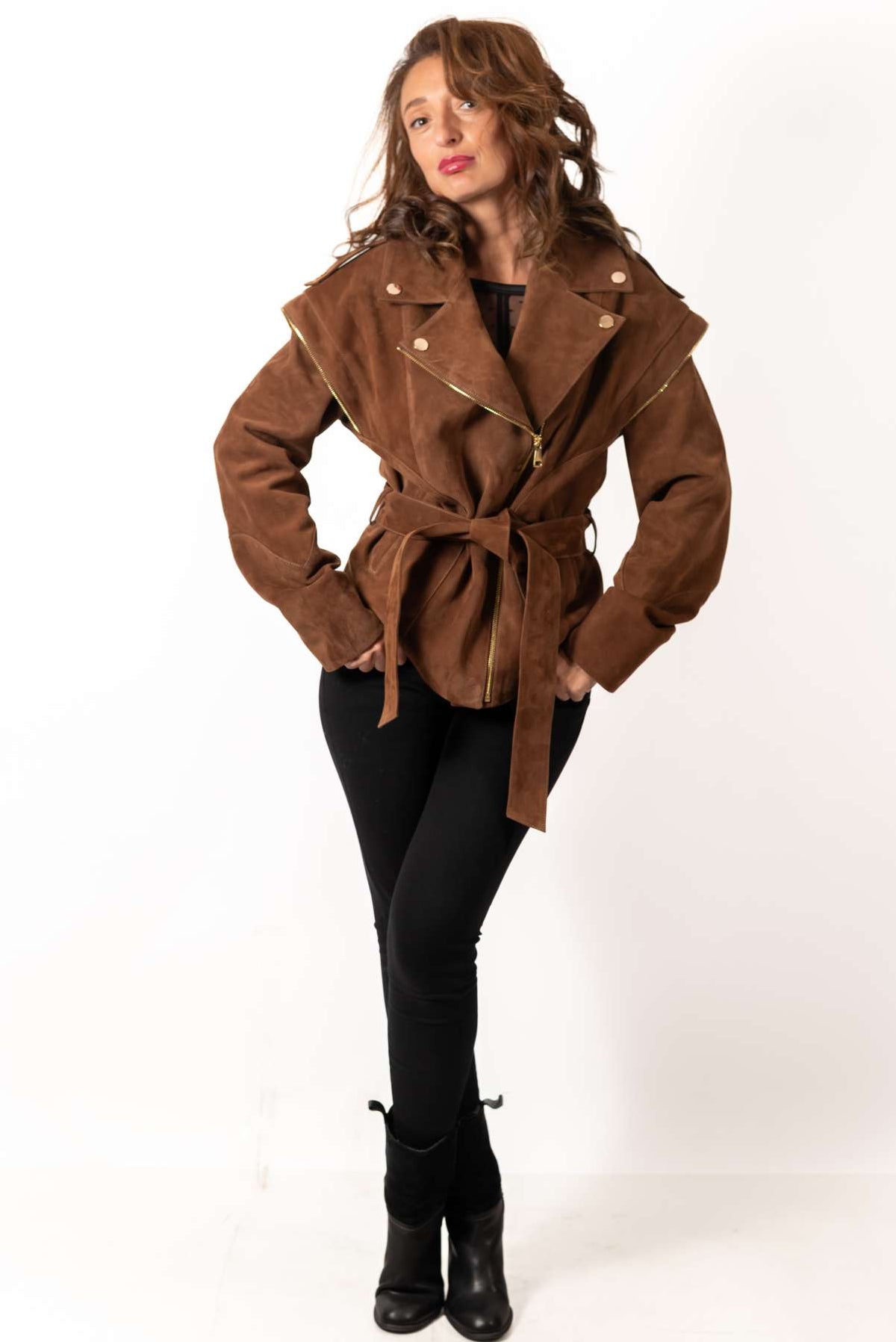 Leather suede jacket Alisa Camel
