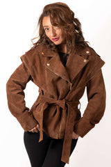 Leather suede jacket Alisa Camel