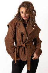 Leather suede jacket Alisa Camel