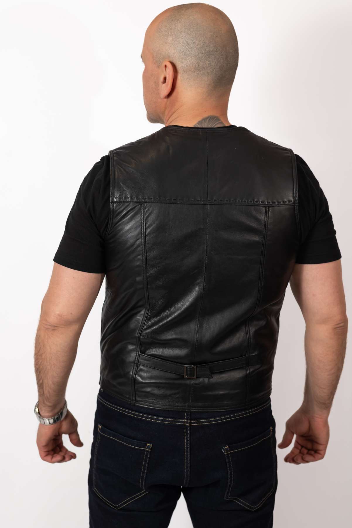 Men's leather Vest Black