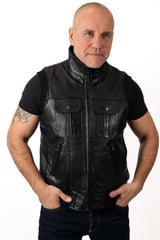 Men's leather Vest Orlin Black