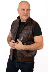 Men's leather Vest Orlin Brown