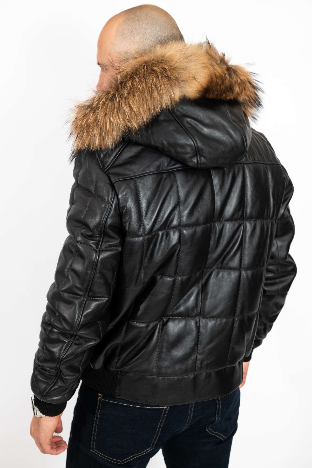 Men's leather winter bomber jacket Niko