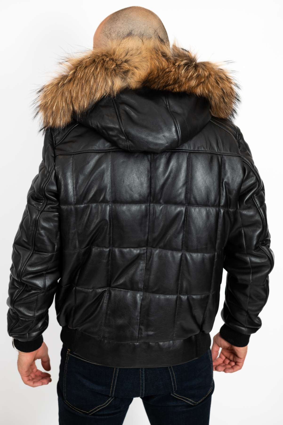 Men's leather winter bomber jacket Niko