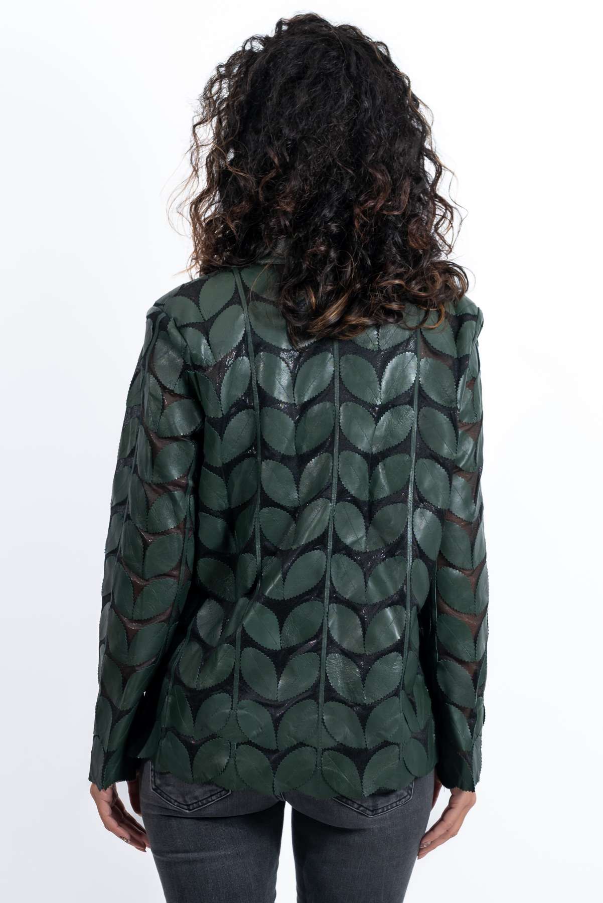 Women's summer leather jacket Green