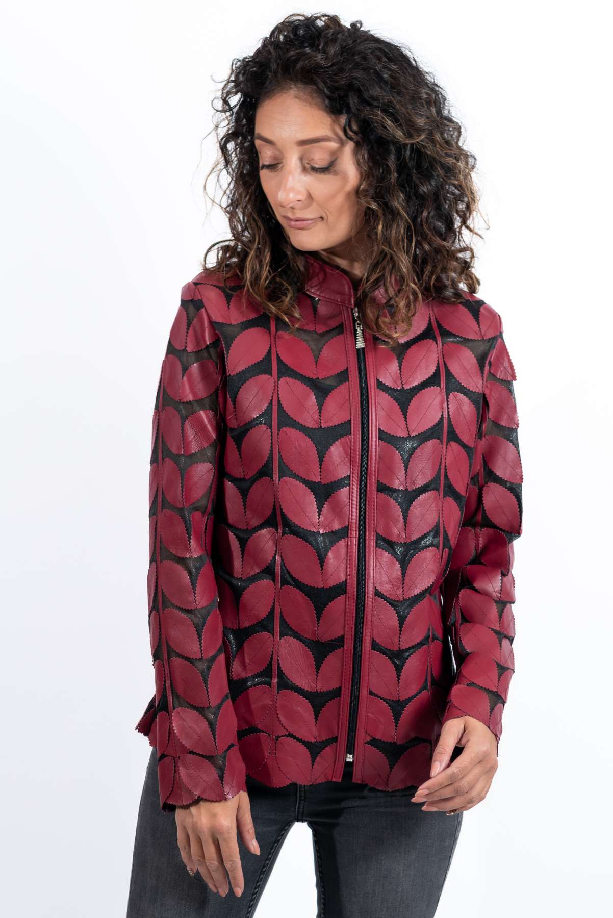 Women's summer leather jacket Red