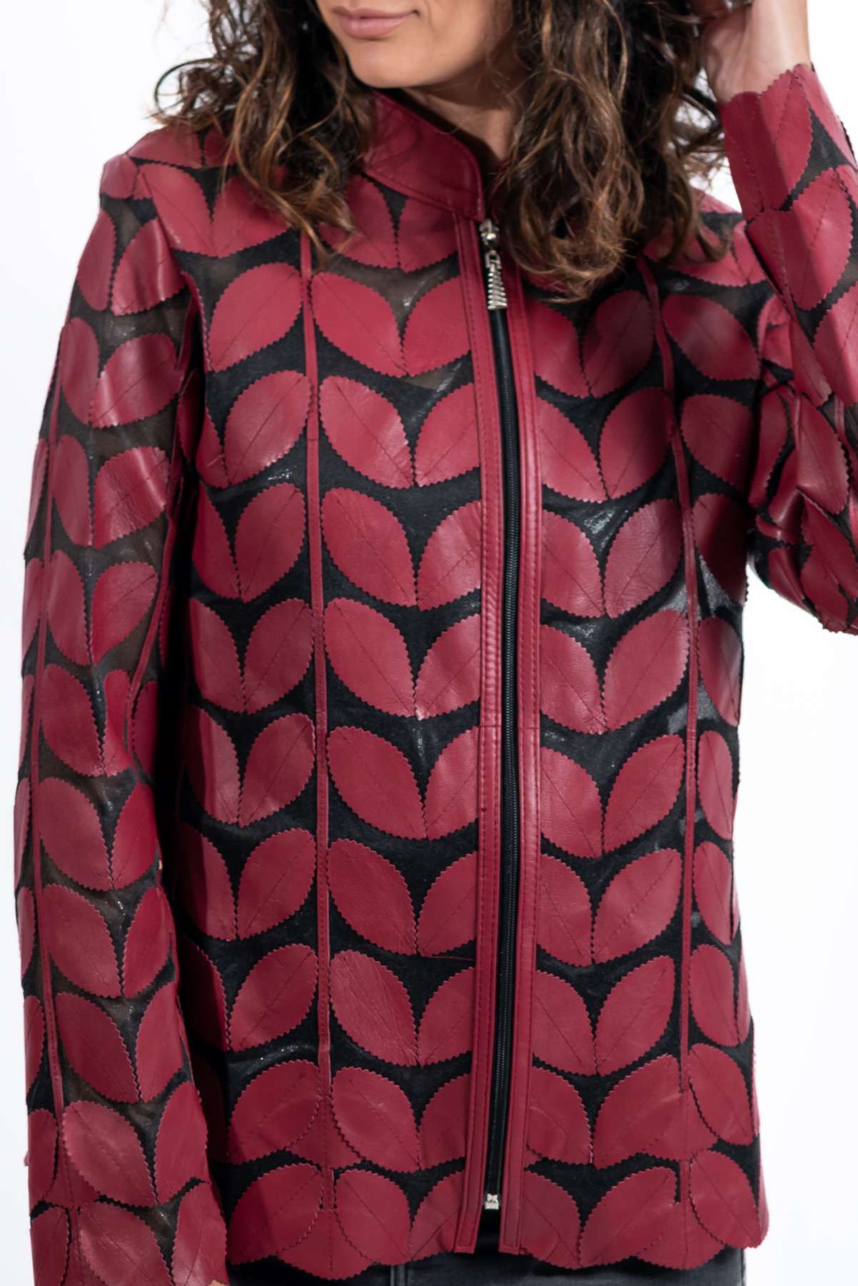 Women's summer leather jacket Red