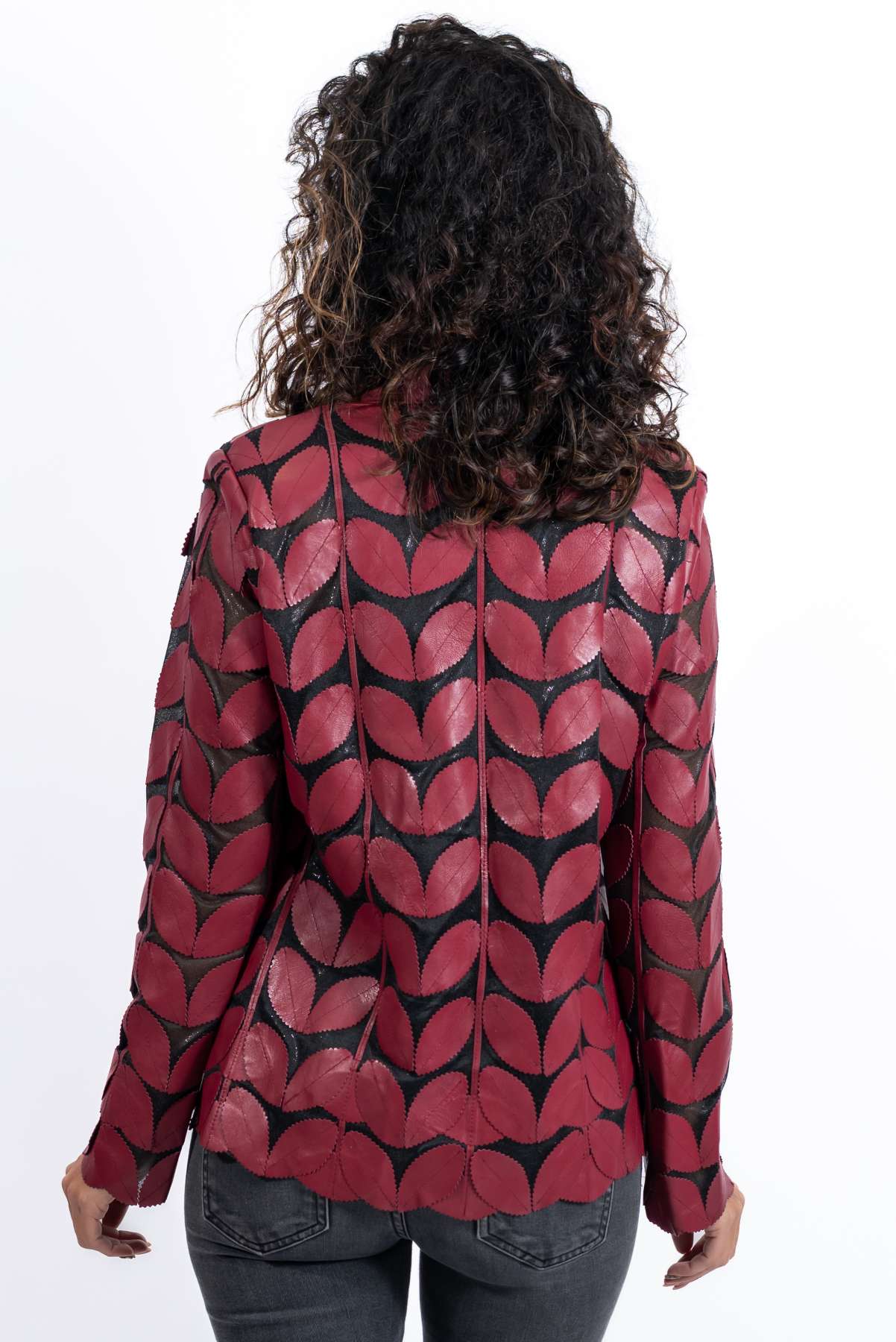 Women's summer leather jacket Red