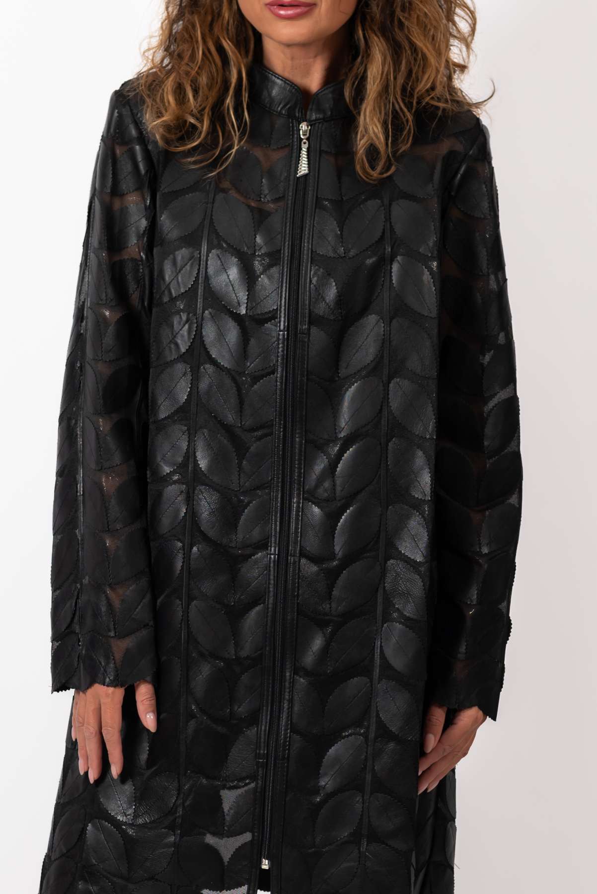 Women's summer long leather jacket