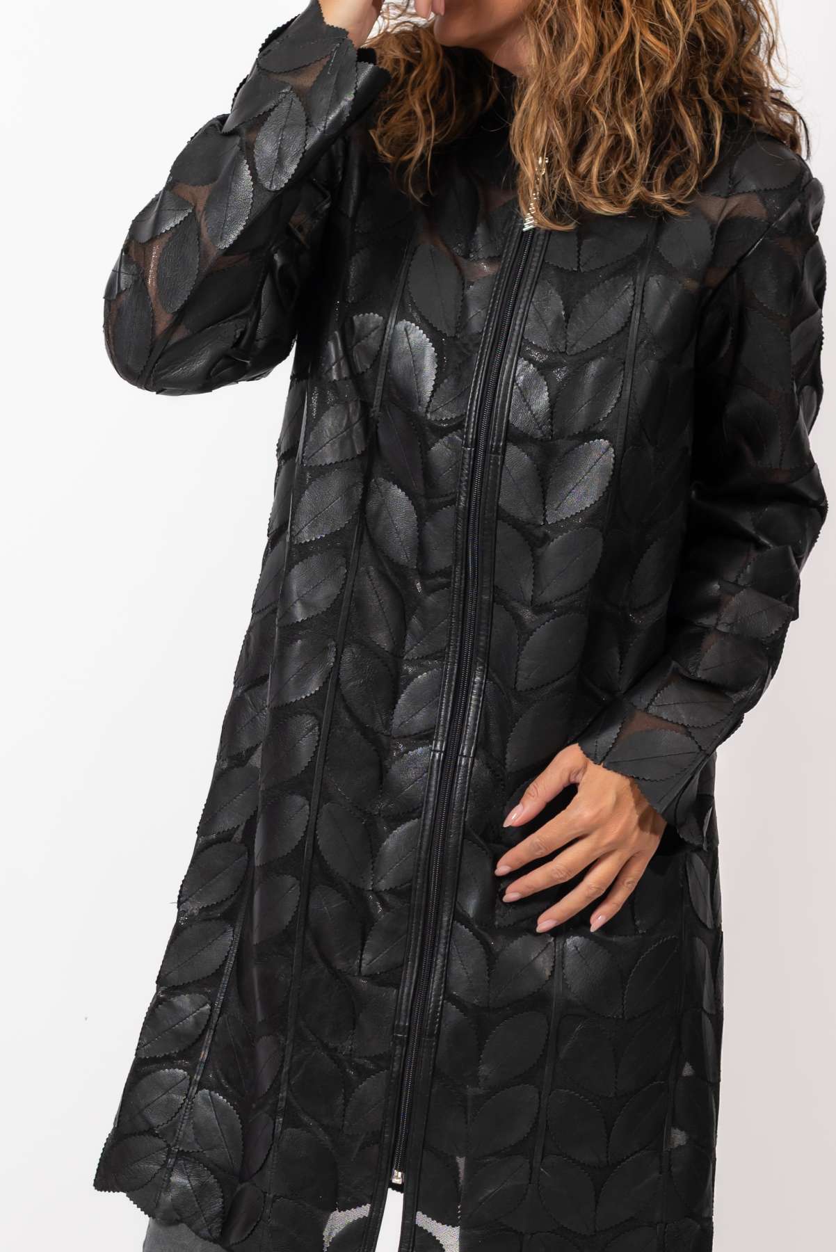 Women's summer long leather jacket