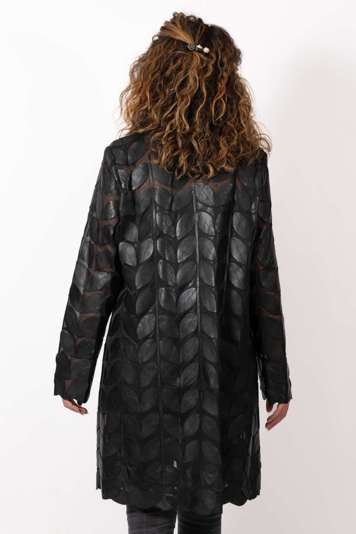 Women's summer long leather jacket