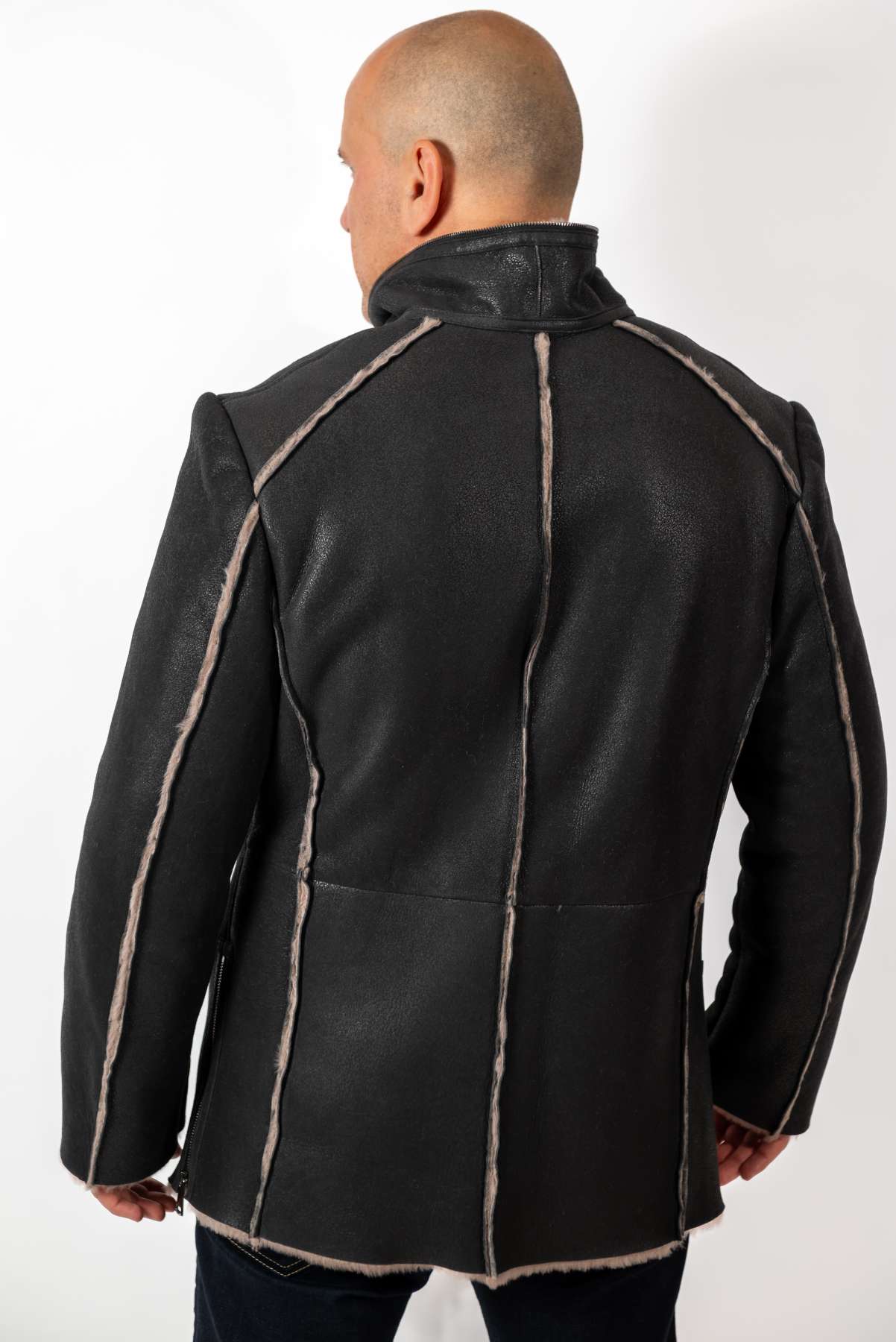 Men's leather coat Antoan with hood