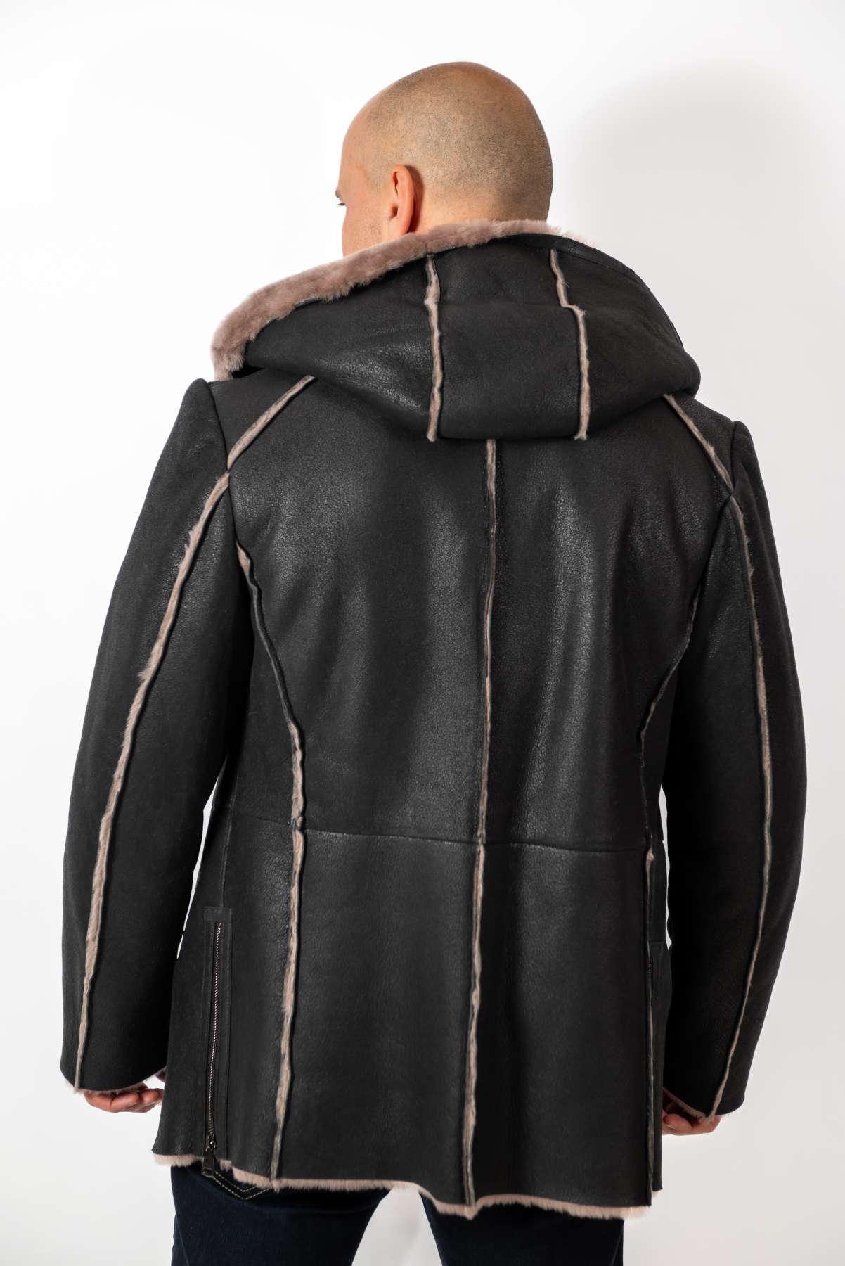 Men's leather coat Antoan with hood