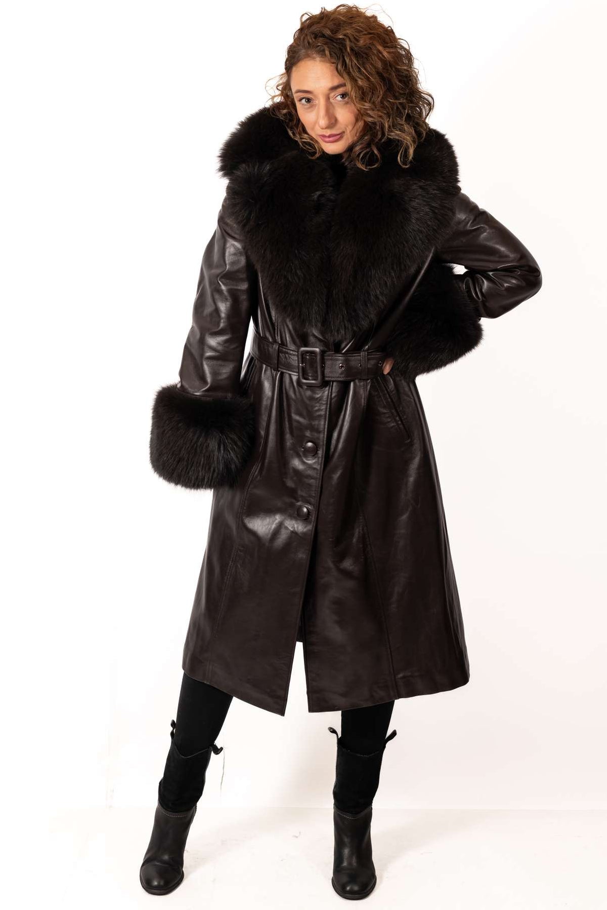 Women's leather coat Alexandra Brown
