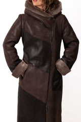 Women's exclusive lambskin coat Aneta Brown