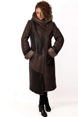 Women's exclusive lambskin coat Aneta Brown