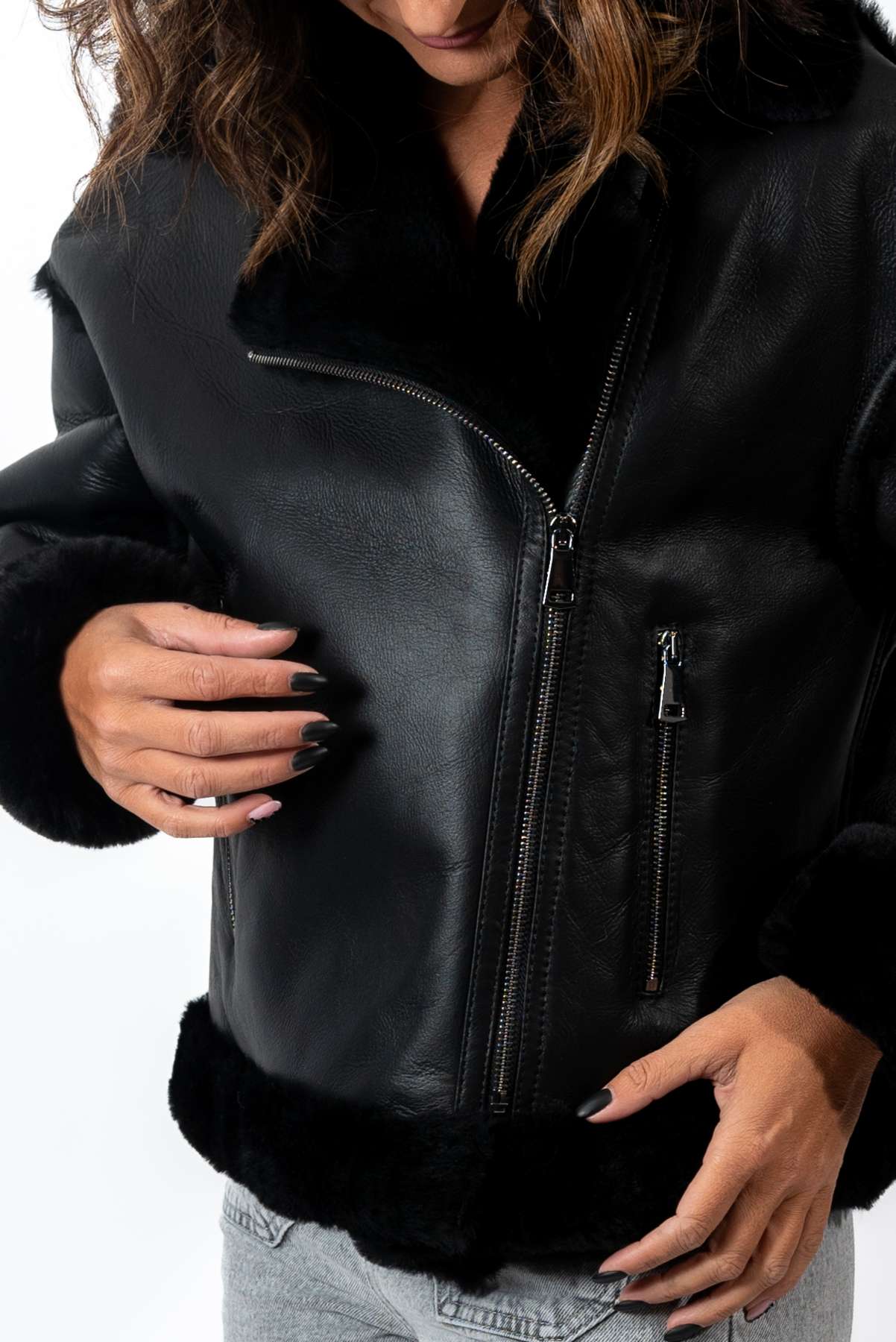 Women's exclusive lambskin coat Bisera Black