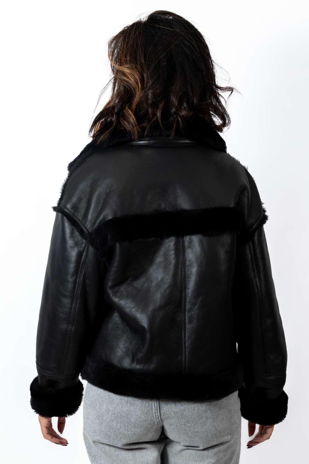 Women's exclusive lambskin coat Bisera Black