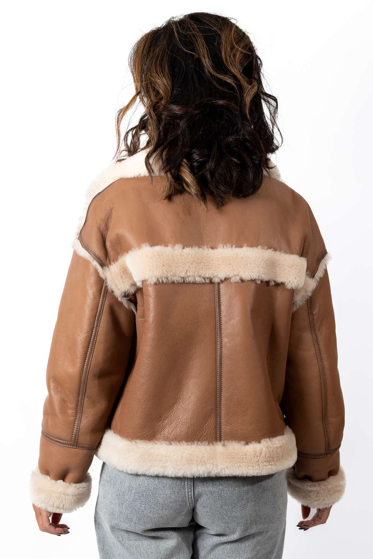 Women's exclusive lambskin coat Bisera Camel