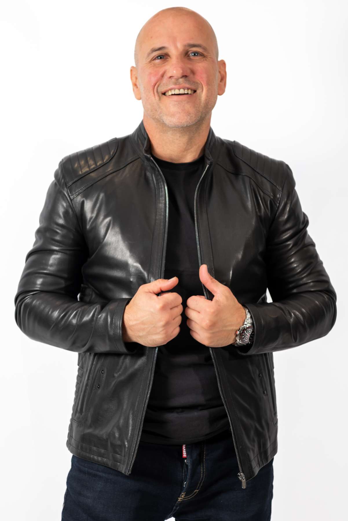 Men's leather jacket James Black