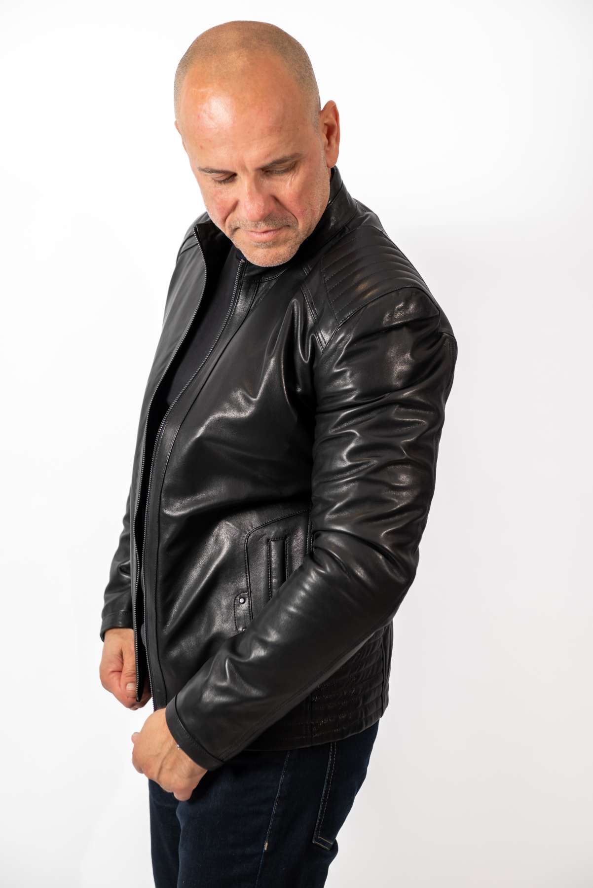 Men's leather jacket James Black